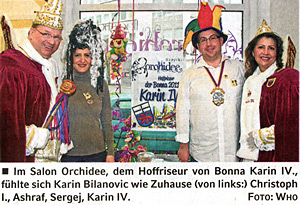 Im Salon Orchidee, dem Hoffriseur von Bonna Karin IV., fühlte sich das Prinzenpaar wie zu Hause.